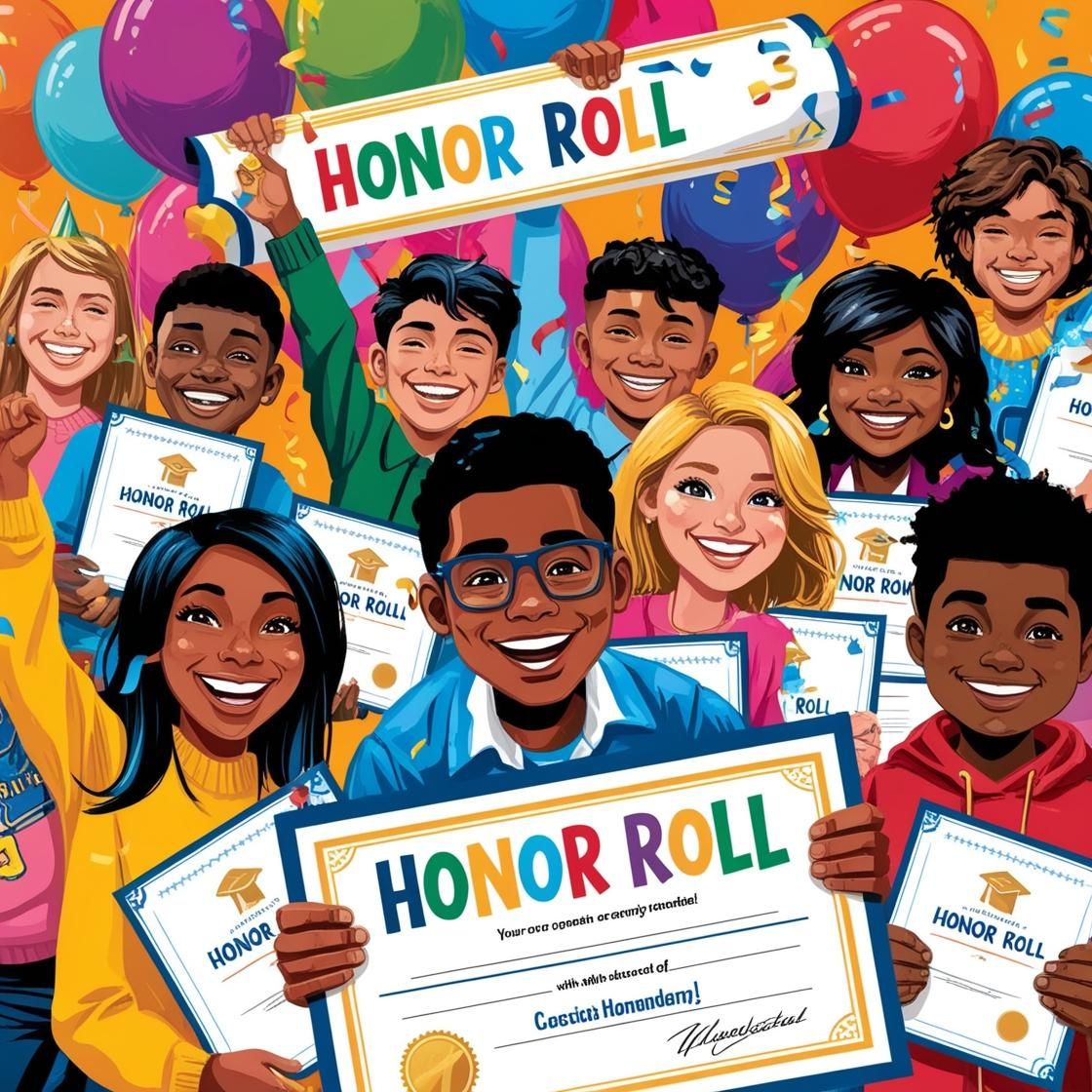 aanimated students holding certificates